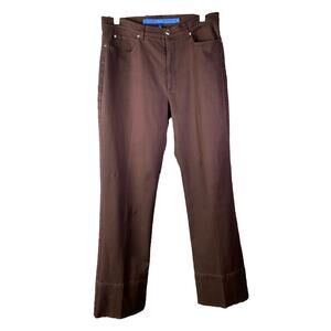 Escada Sport Pants Women Sz 42 Brown Straight Leg Cotton Jean High-Rise Hemmed